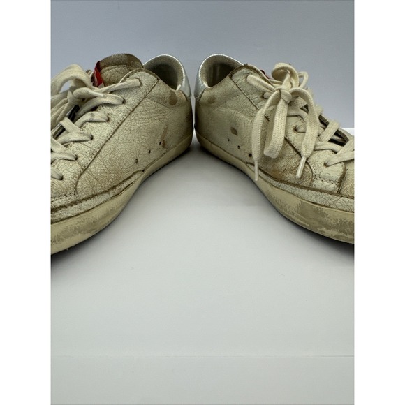 Golden Goose Superstar Sneakers White Leather Blue Star Distressed Low Top SZ 37 - Picture 7 of 16